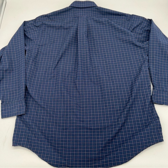 Vintage L.L. Bean Button-Up Shirt – Size 17.5x35 Made in USA – Navy Grid Check - Picture 12 of 13